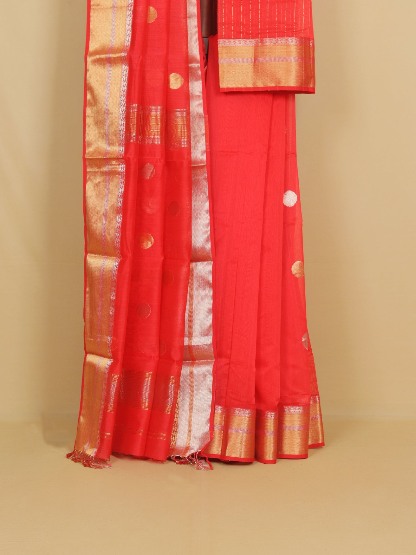 Reddish aboli cotton silk chanderi saree