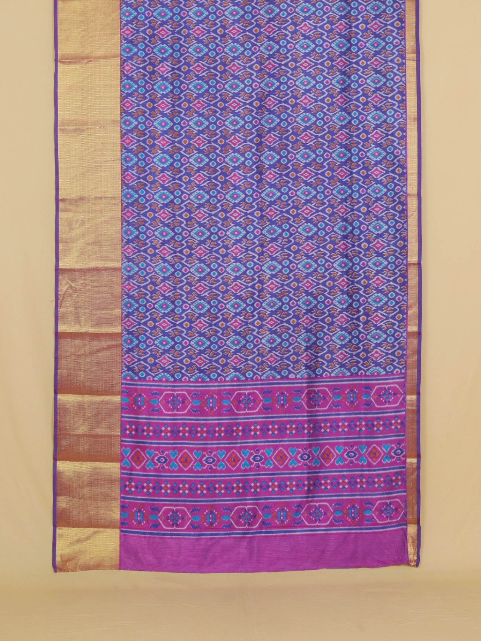 Purple ikkat printed saree