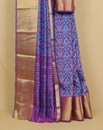 Purple ikkat printed saree