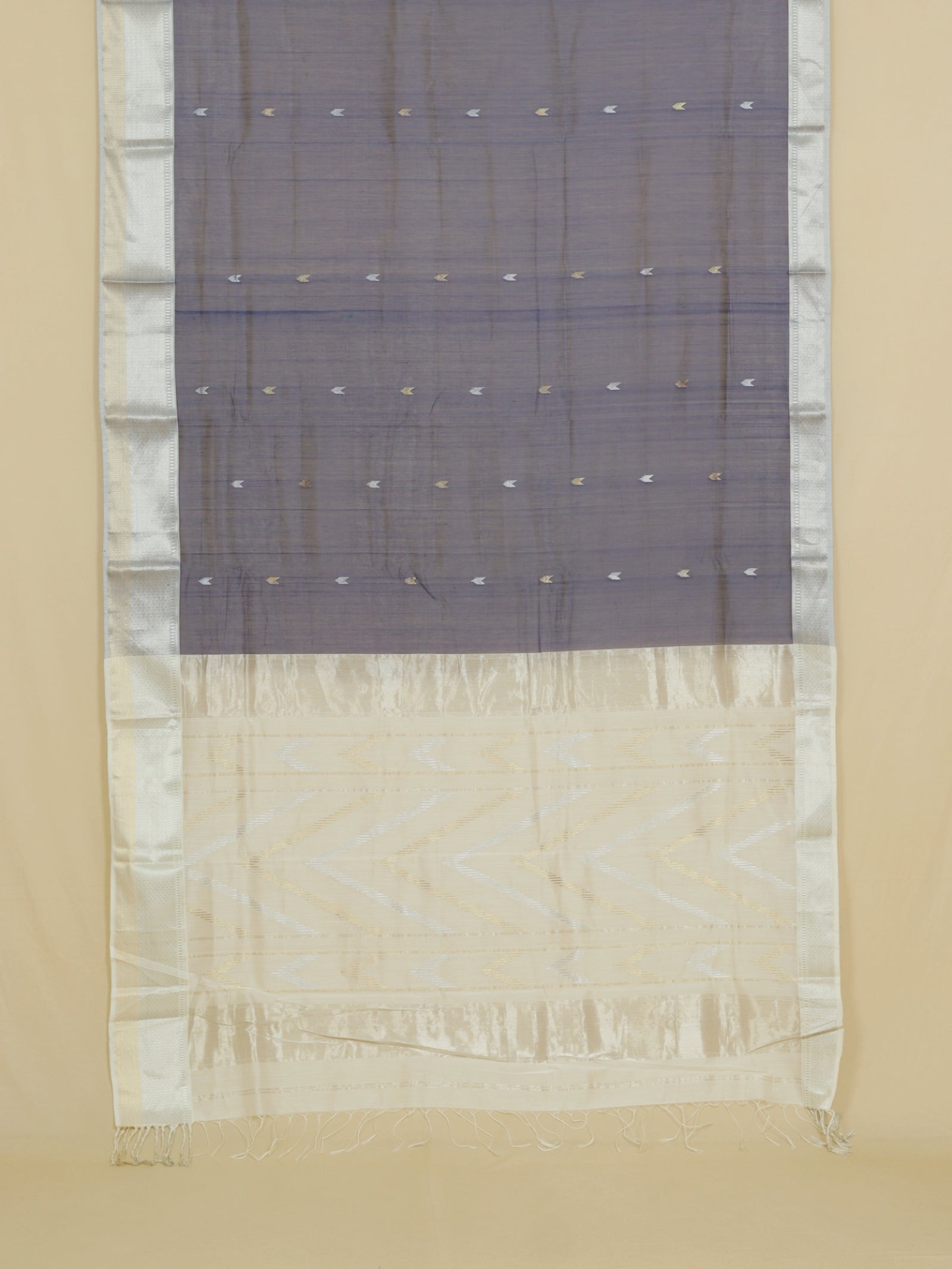 Nevy blue cotton silk chanderi saree