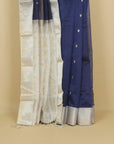 Nevy blue cotton silk chanderi saree
