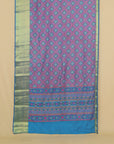 Peacock blue ikkat printed saree