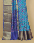 Peacock blue ikkat printed saree