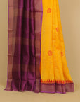 Mango yellow block printed cotton chanderi saree