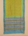 Mahendi block printed cotton chanderi saree
