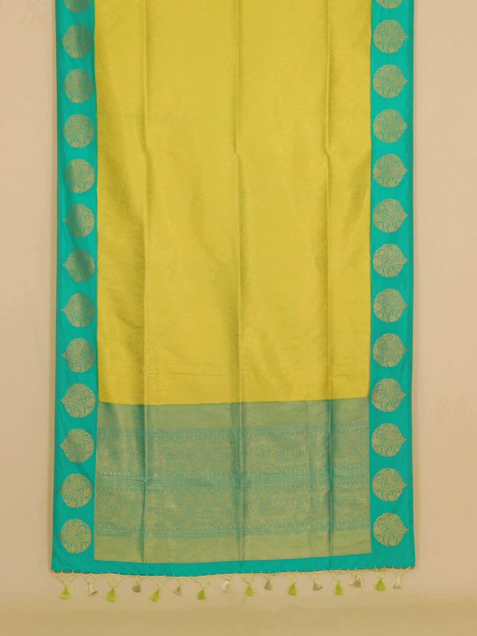 Parrot green zari brocket saree