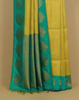 Parrot green zari brocket saree