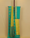 Parrot green zari brocket saree