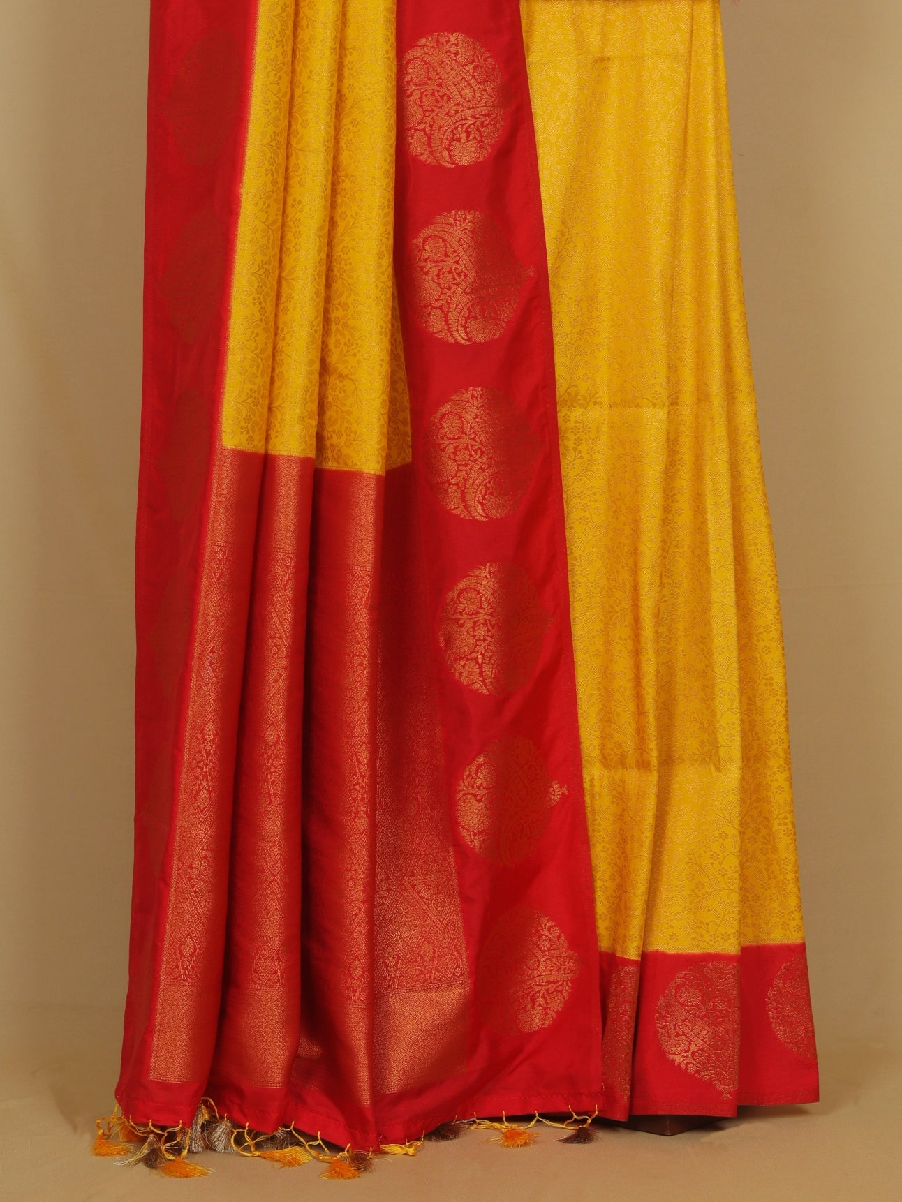 Yellow zari brocket saree
