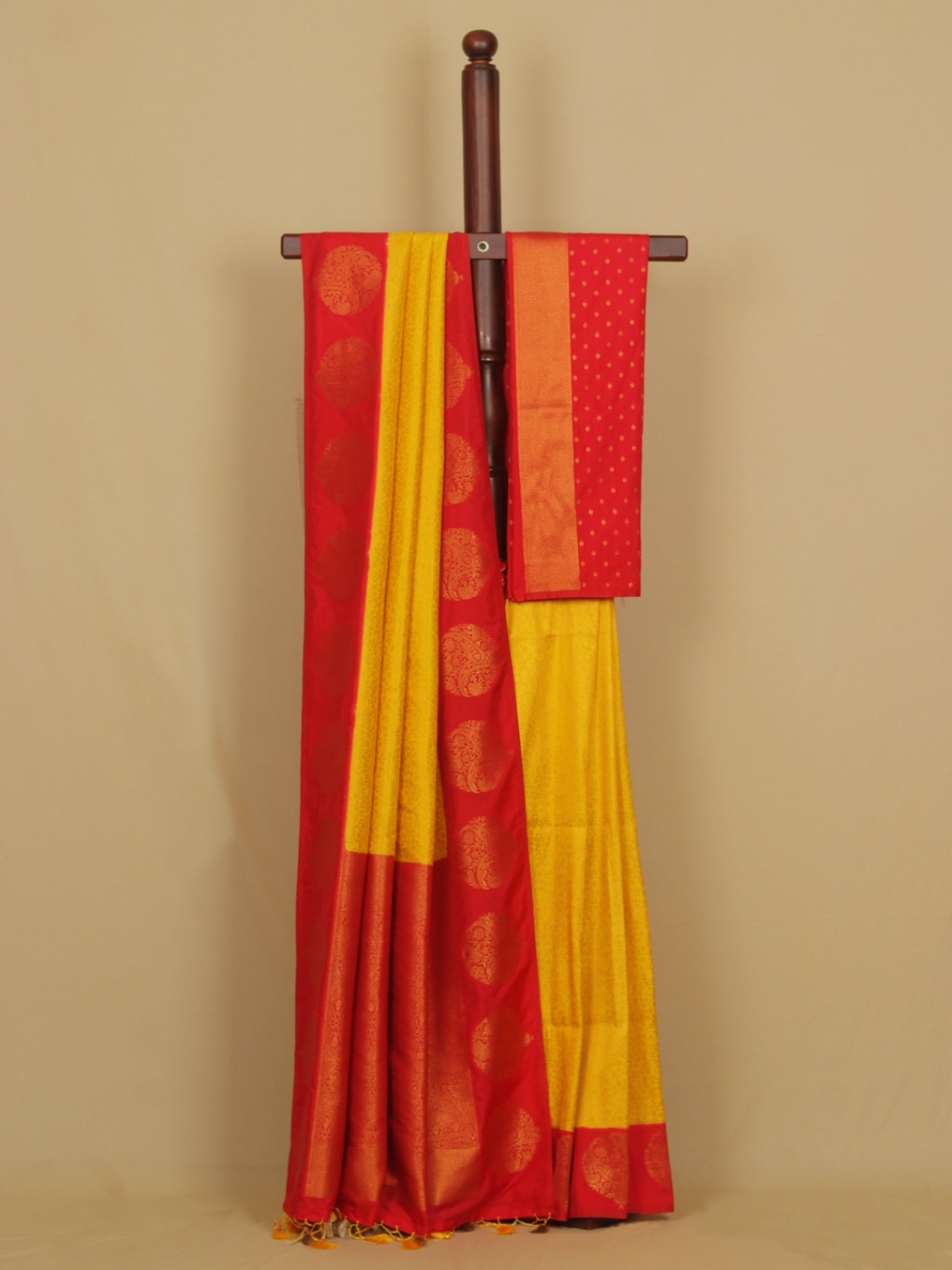 Yellow zari brocket saree