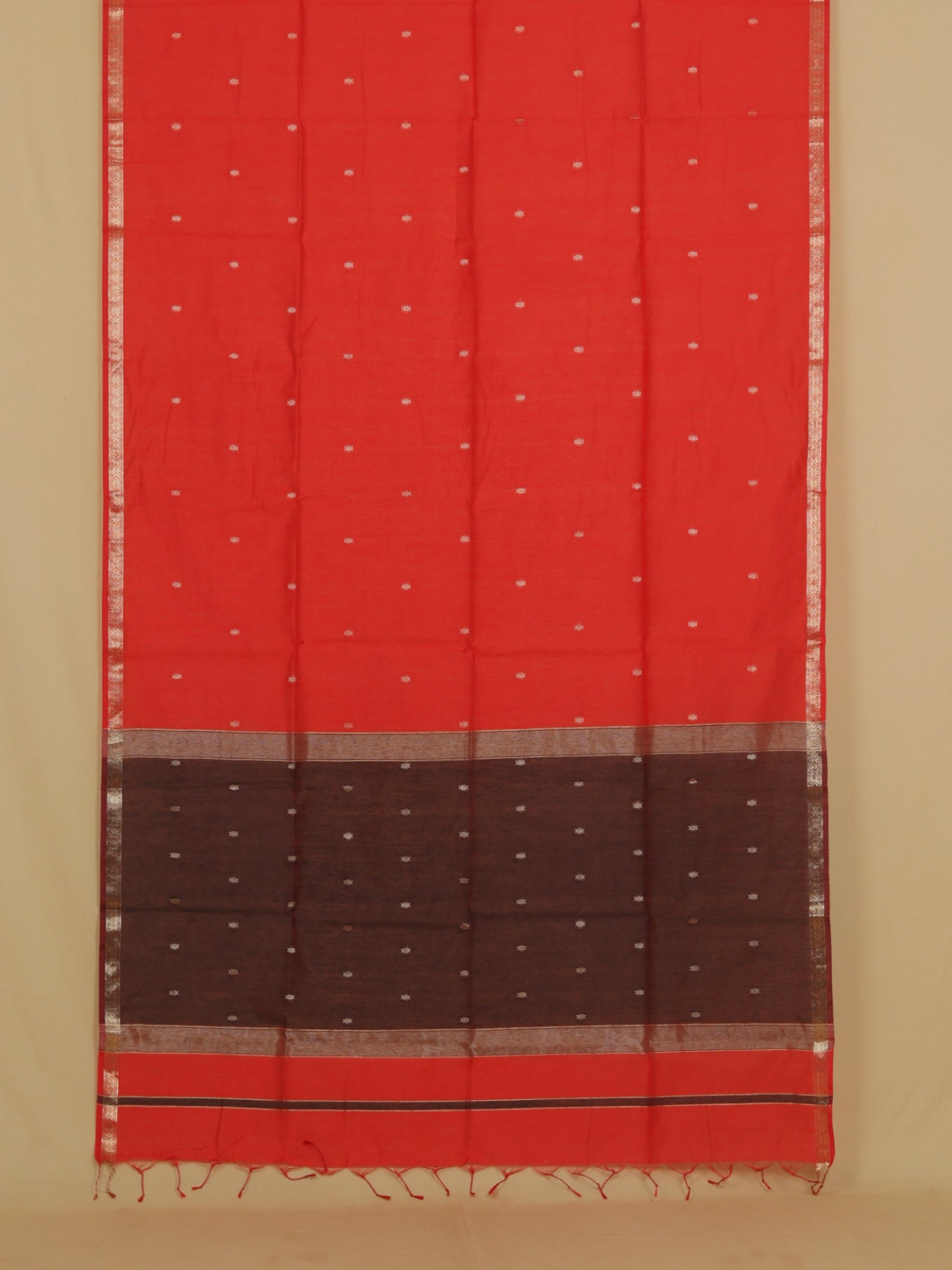 Red cotton maheshwari saree