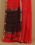 Red cotton maheshwari saree