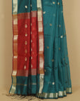 Emerald green cotton Maheshwari saree