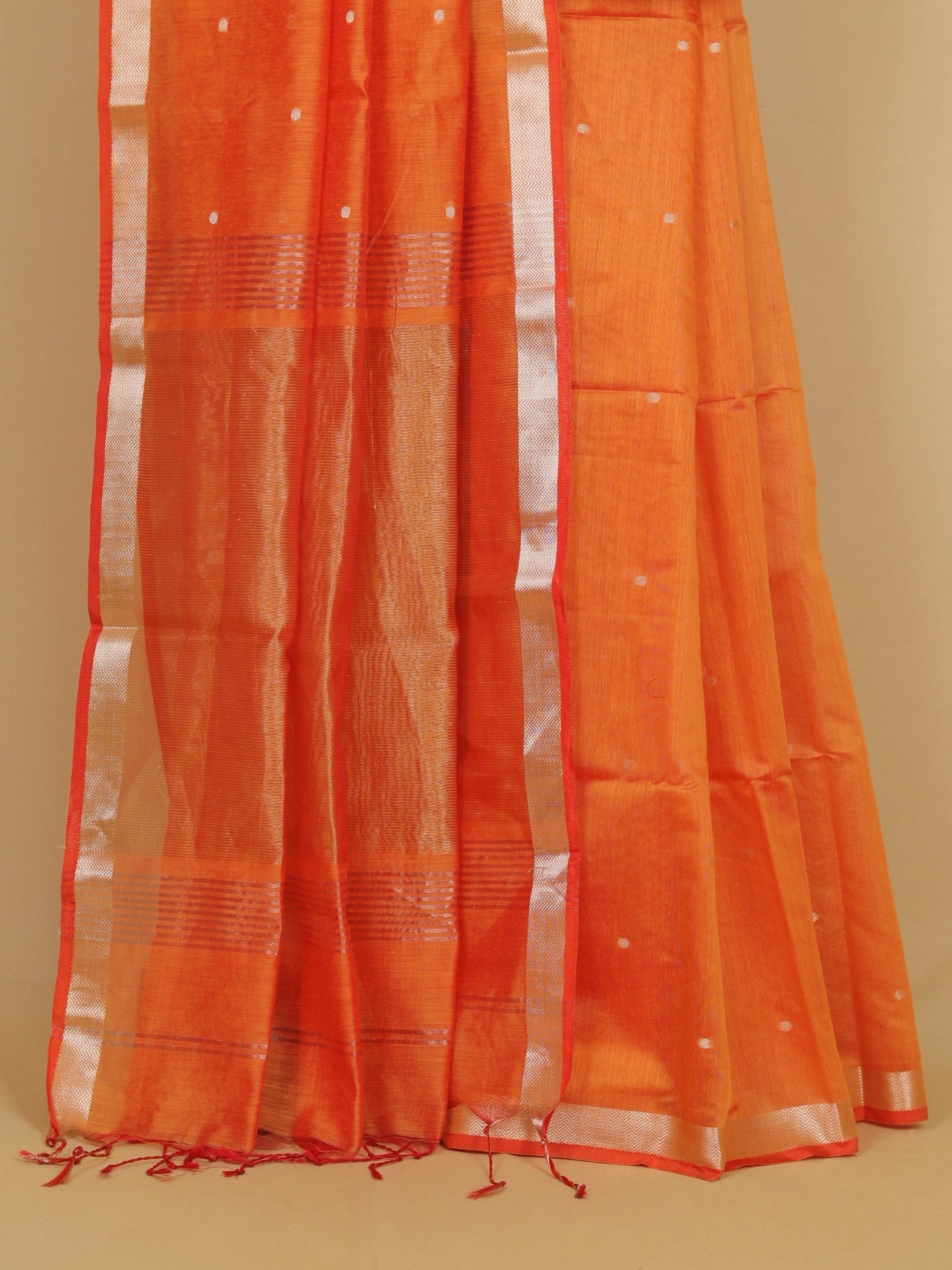 Orange cotton maheshwari saree
