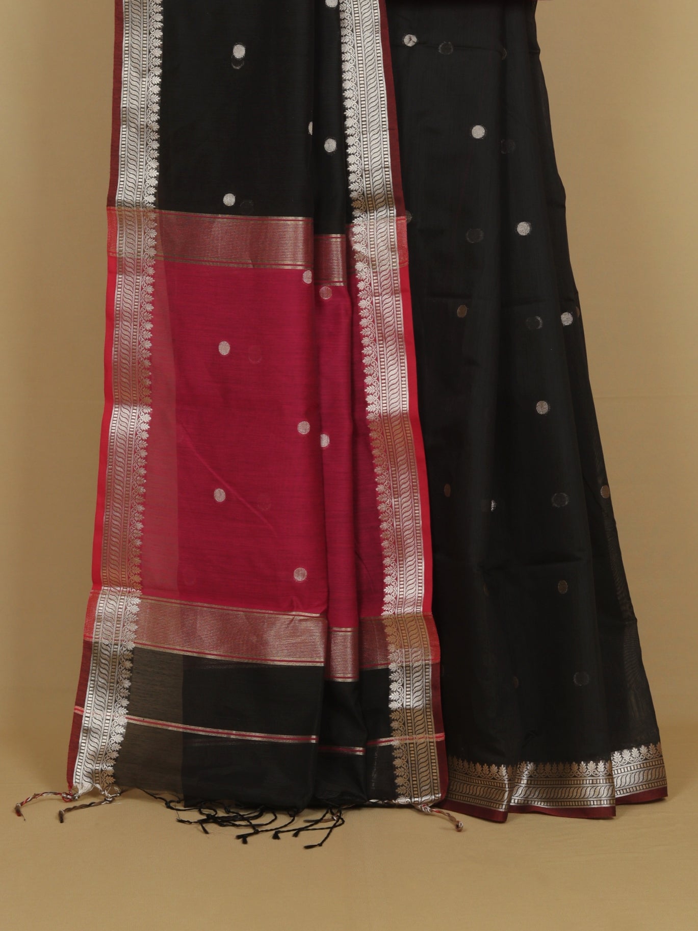 Black cotton maheshwari saree