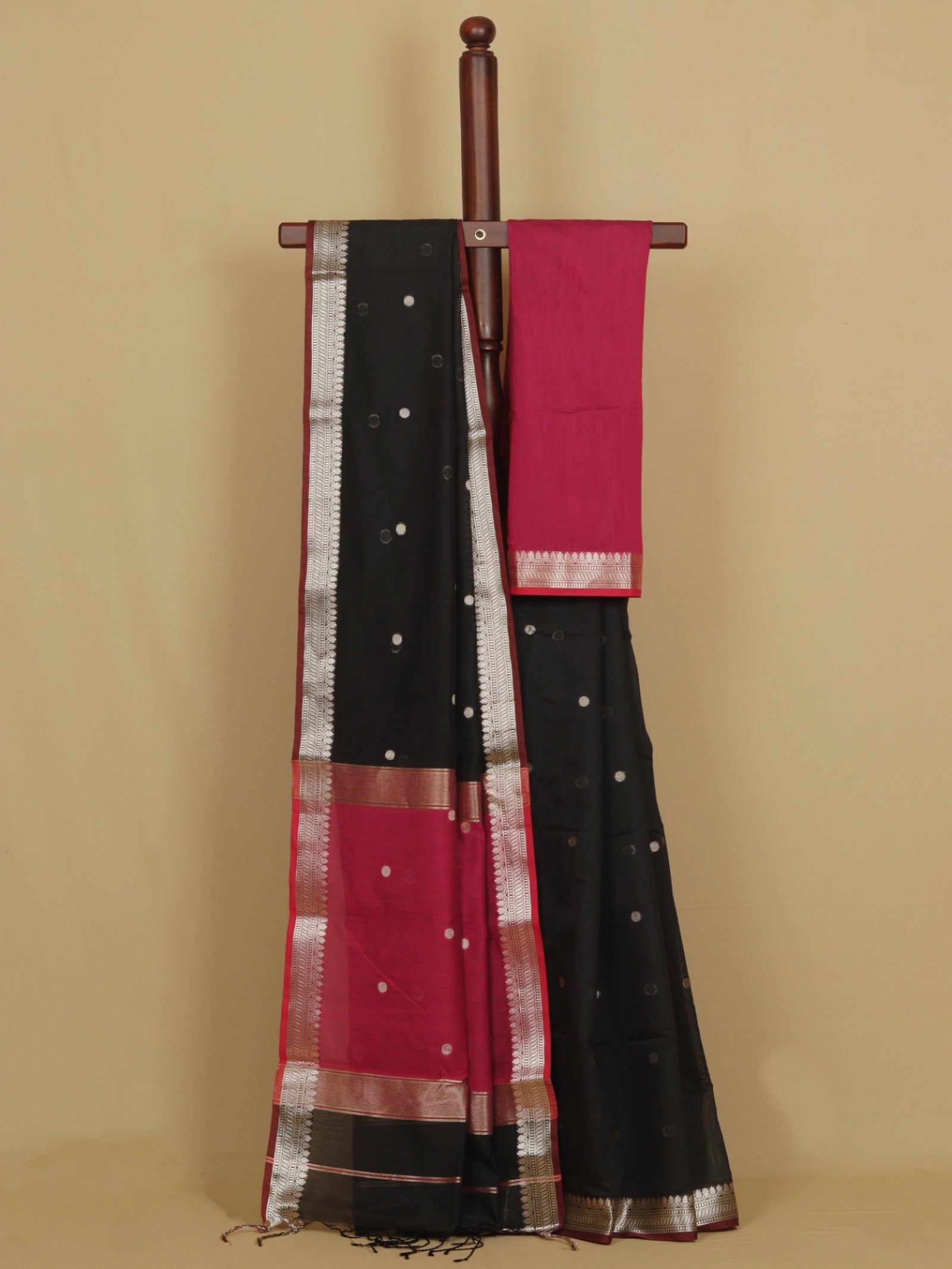 Black cotton maheshwari saree