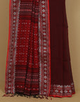 Dark maroon assam cotton saree