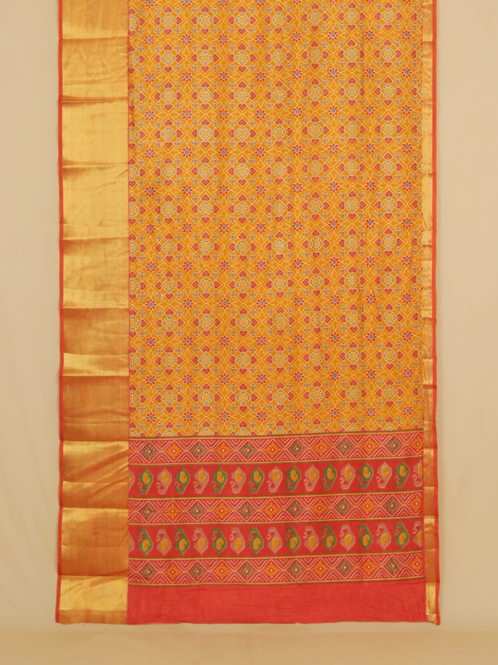 Muster yellow ikkat printed saree