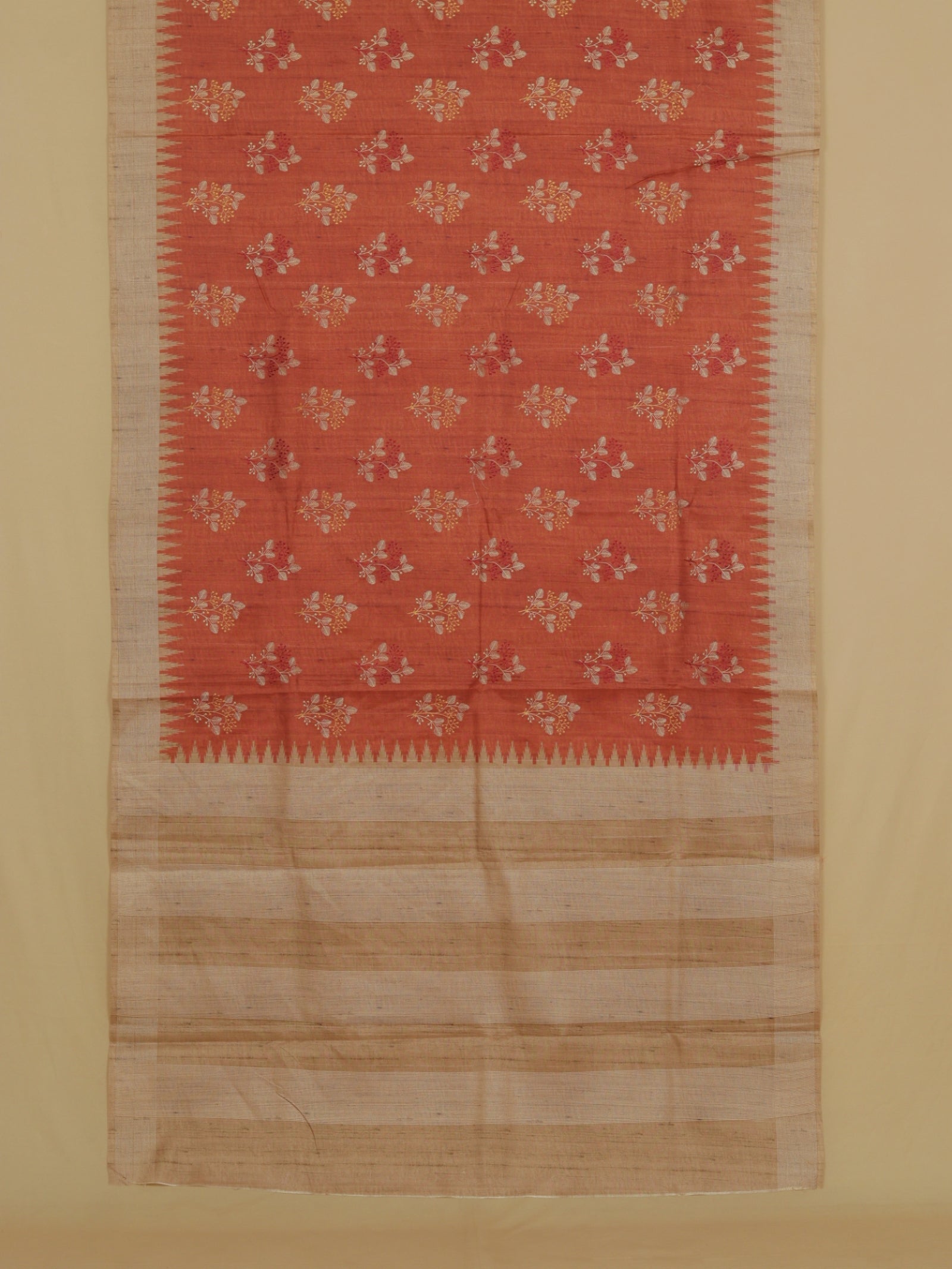 Rust semi tussar saree