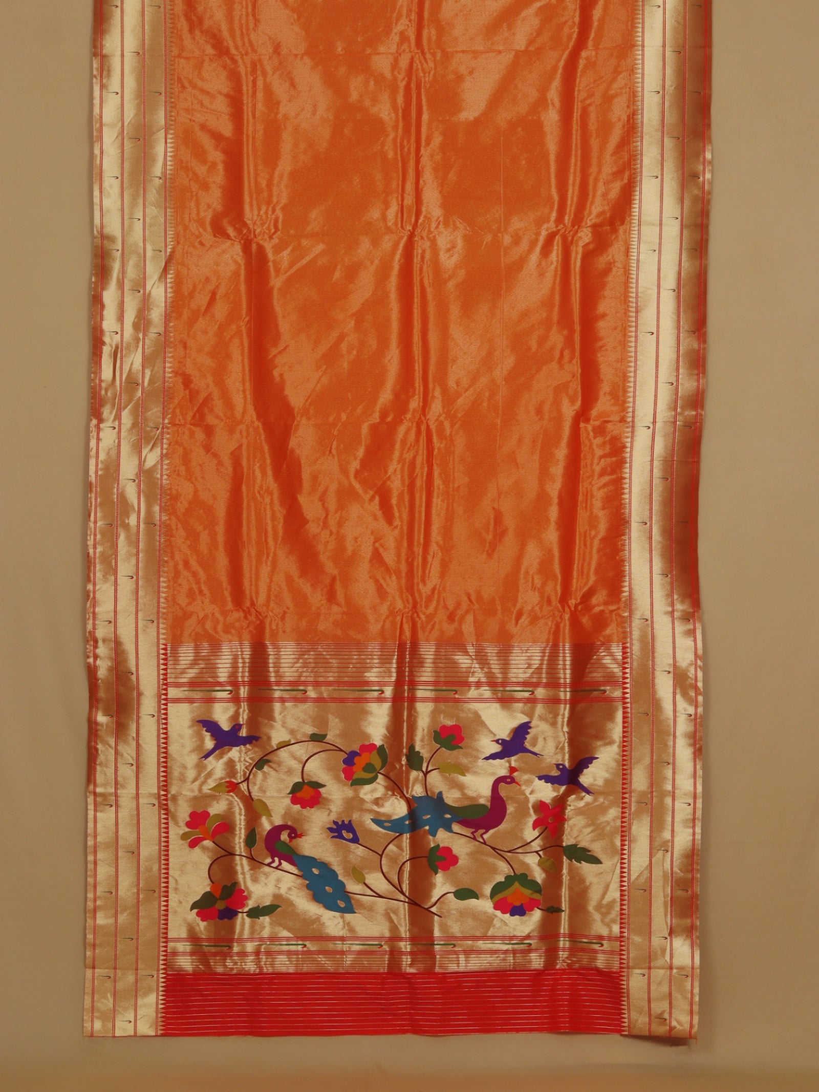 Orange paithani saree