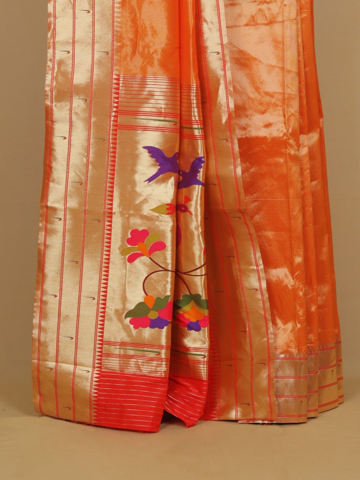 Orange paithani saree