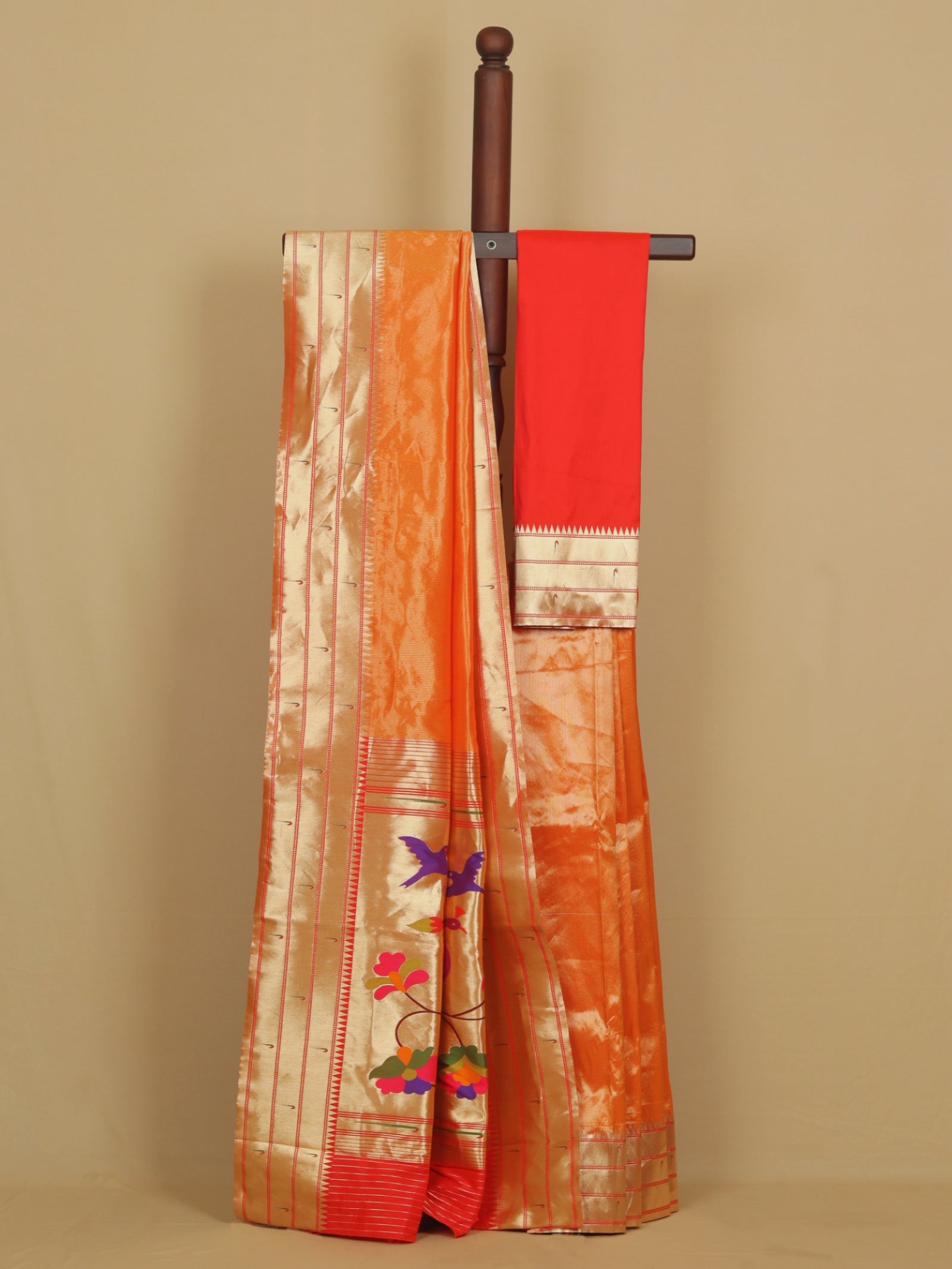 Orange paithani saree