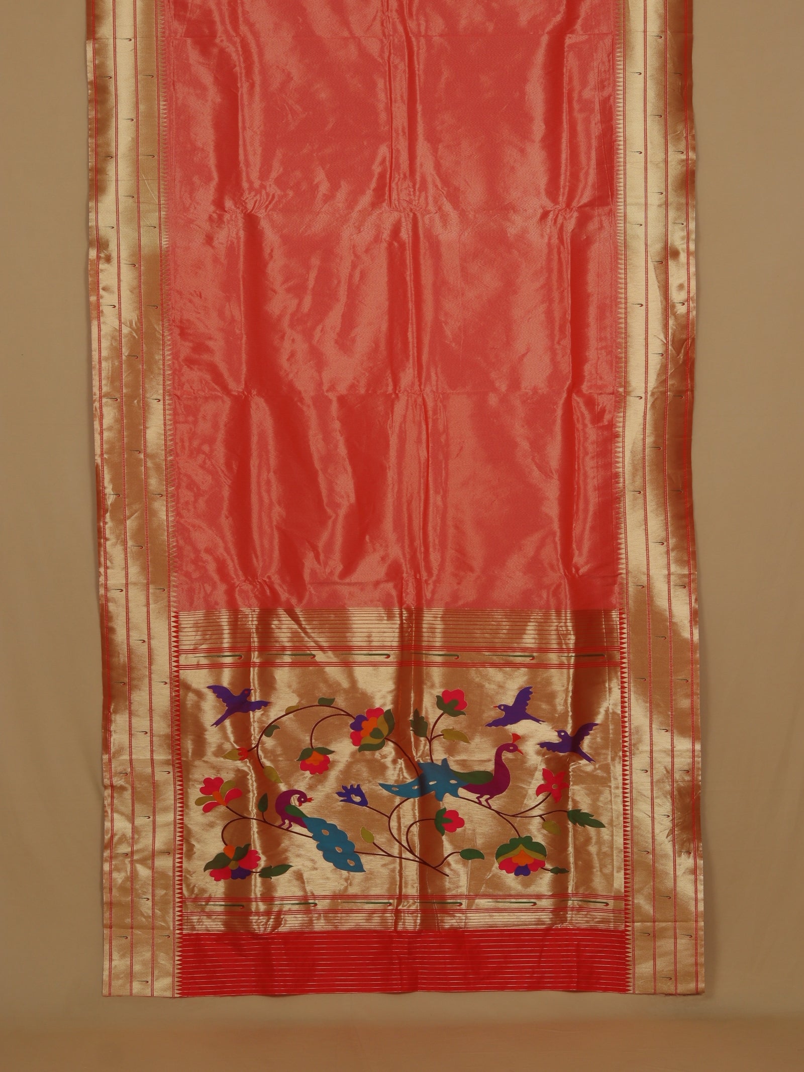 Peach paithani saree
