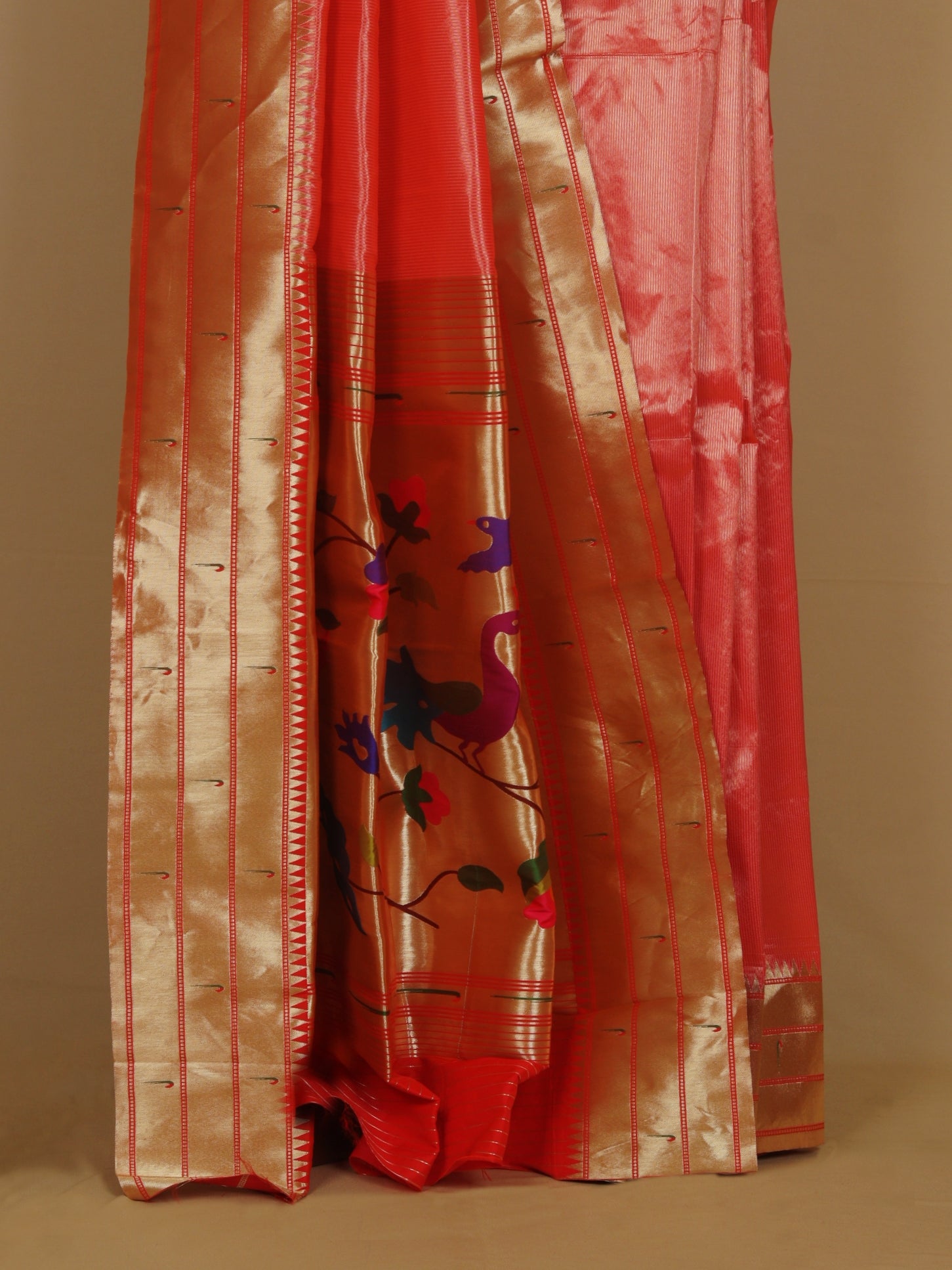 Peach paithani saree