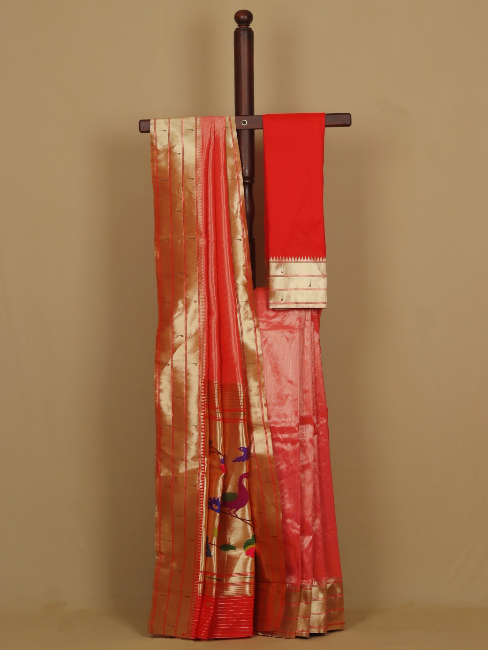Peach paithani saree