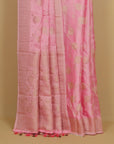 Pink satin silk saree
