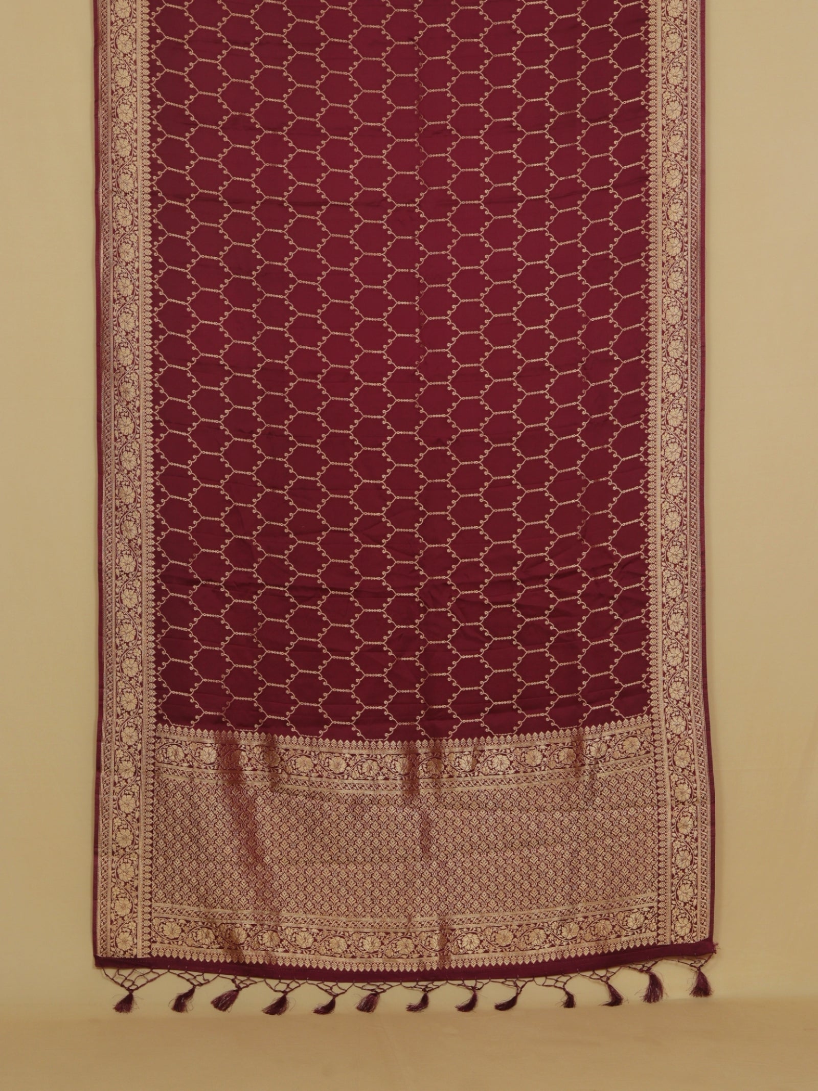 Wine satin silk saree