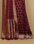 Wine satin silk saree