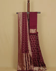 Wine satin silk saree