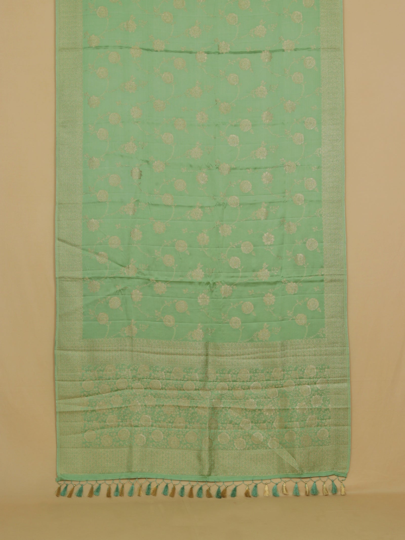 Pista satin silk saree