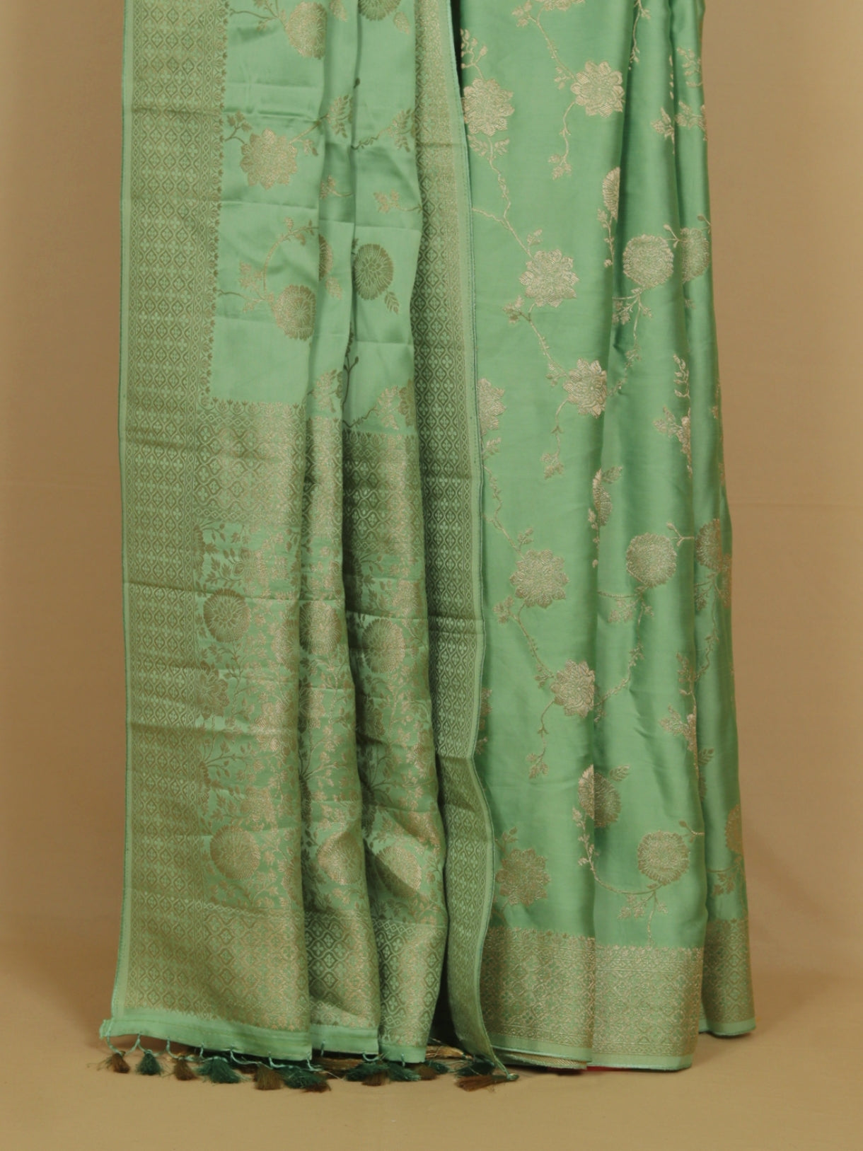 Pista satin silk saree
