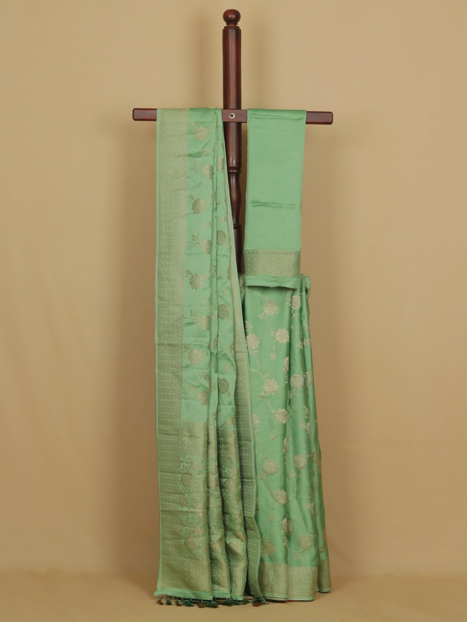Pista satin silk saree