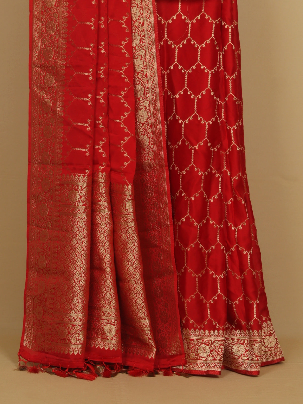 Maroon satin silk saree