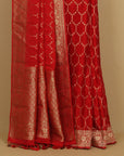 Maroon satin silk saree