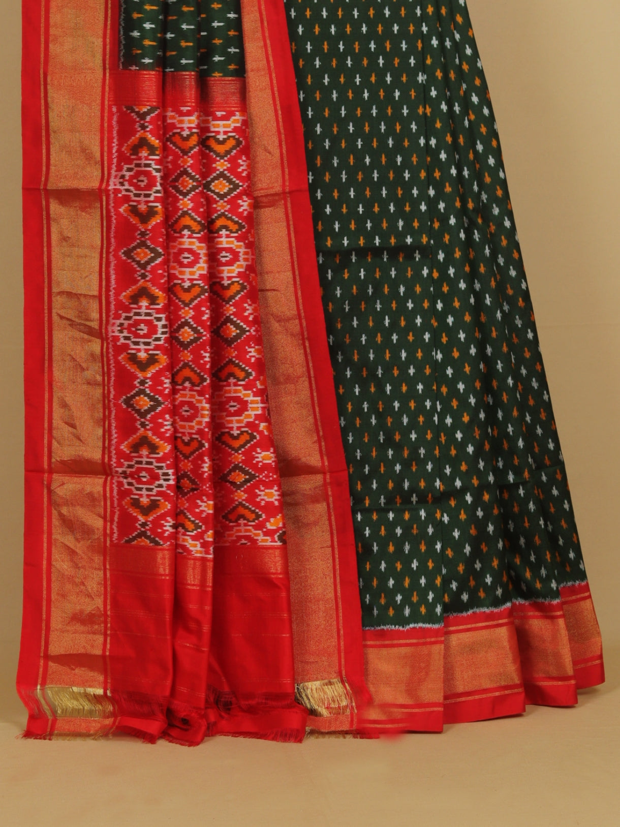 Green silk ikat patola saree