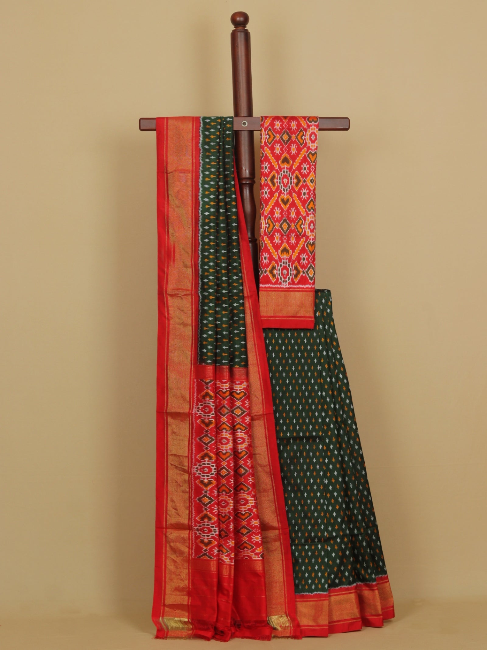 Green silk ikat patola saree