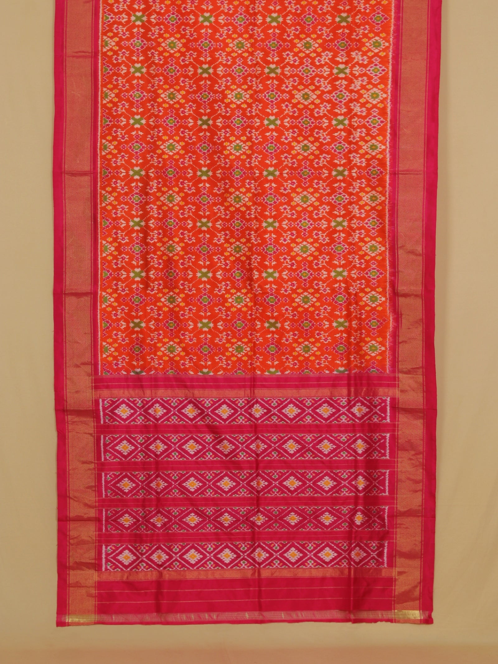 Orange silk ikat patola saree