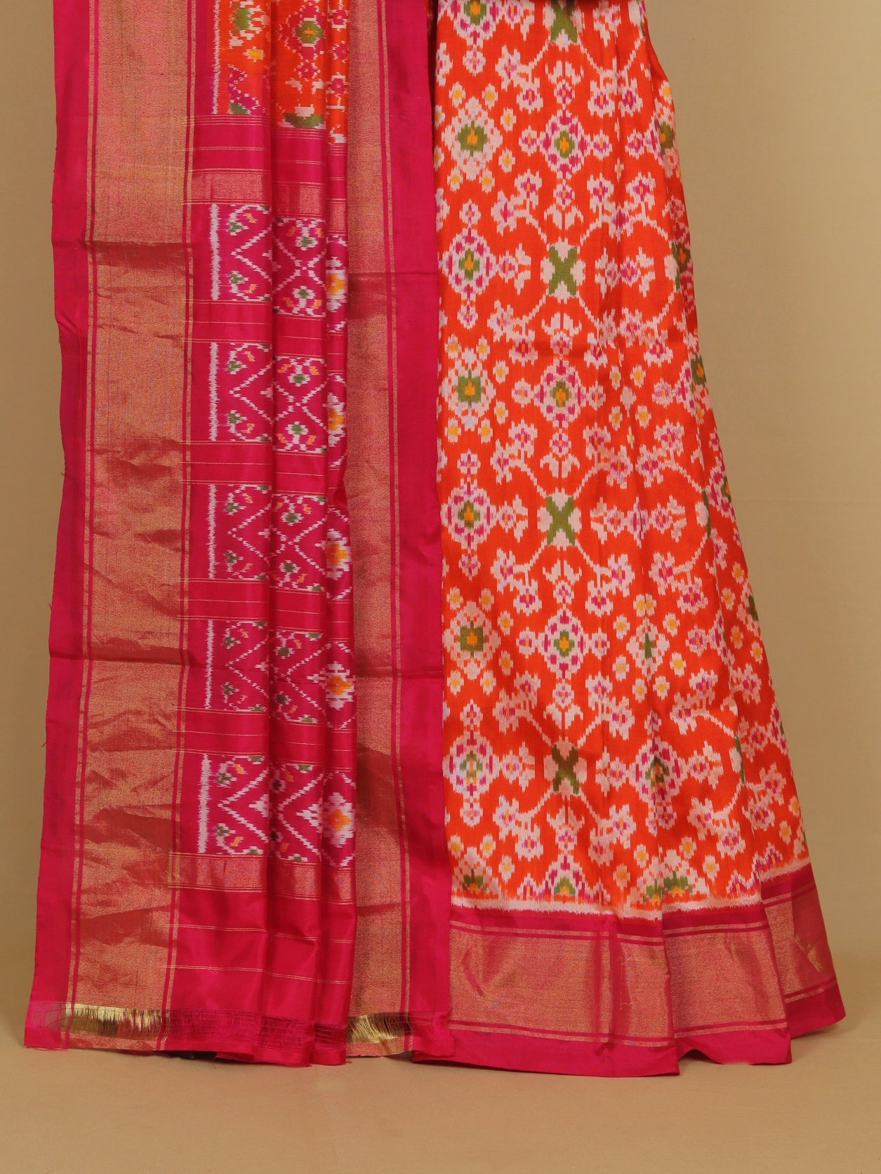 Orange silk ikat patola saree