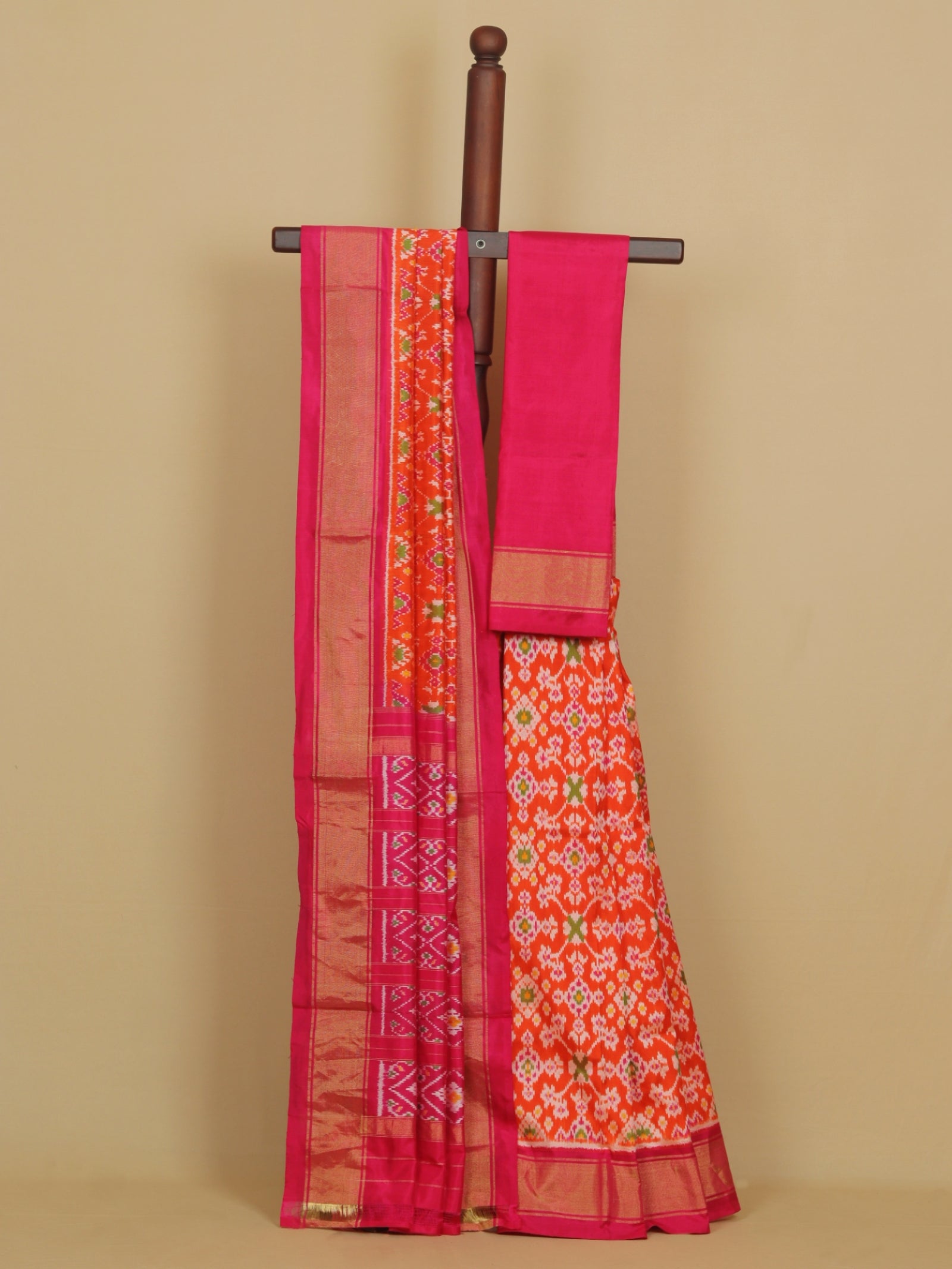 Orange silk ikat patola saree