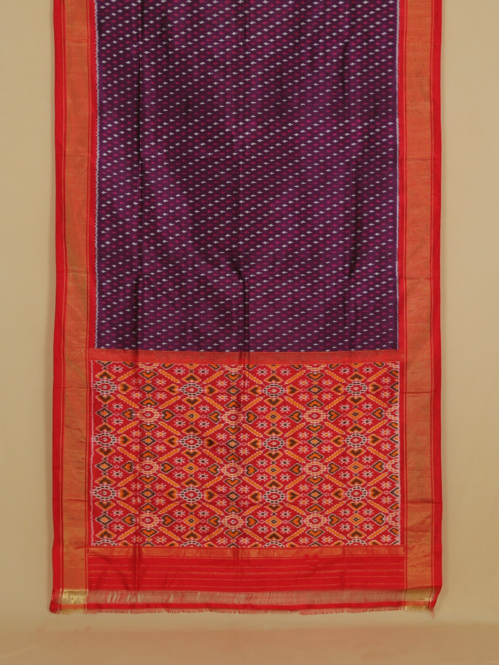 Purple wine silk ikat patola saree