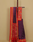Purple wine silk ikat patola saree