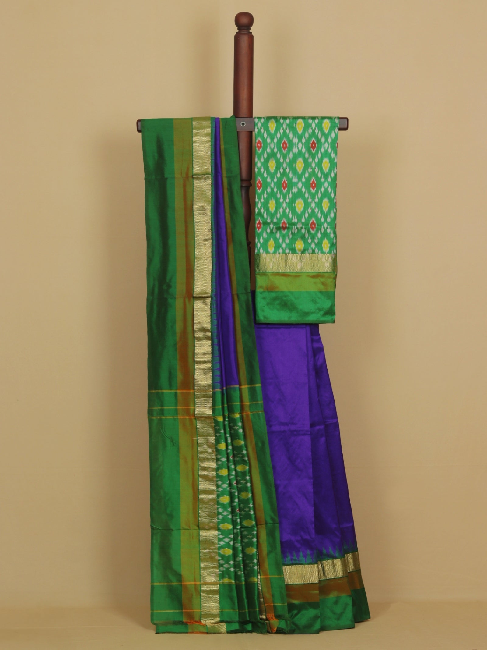 Purple silk ikat patola saree