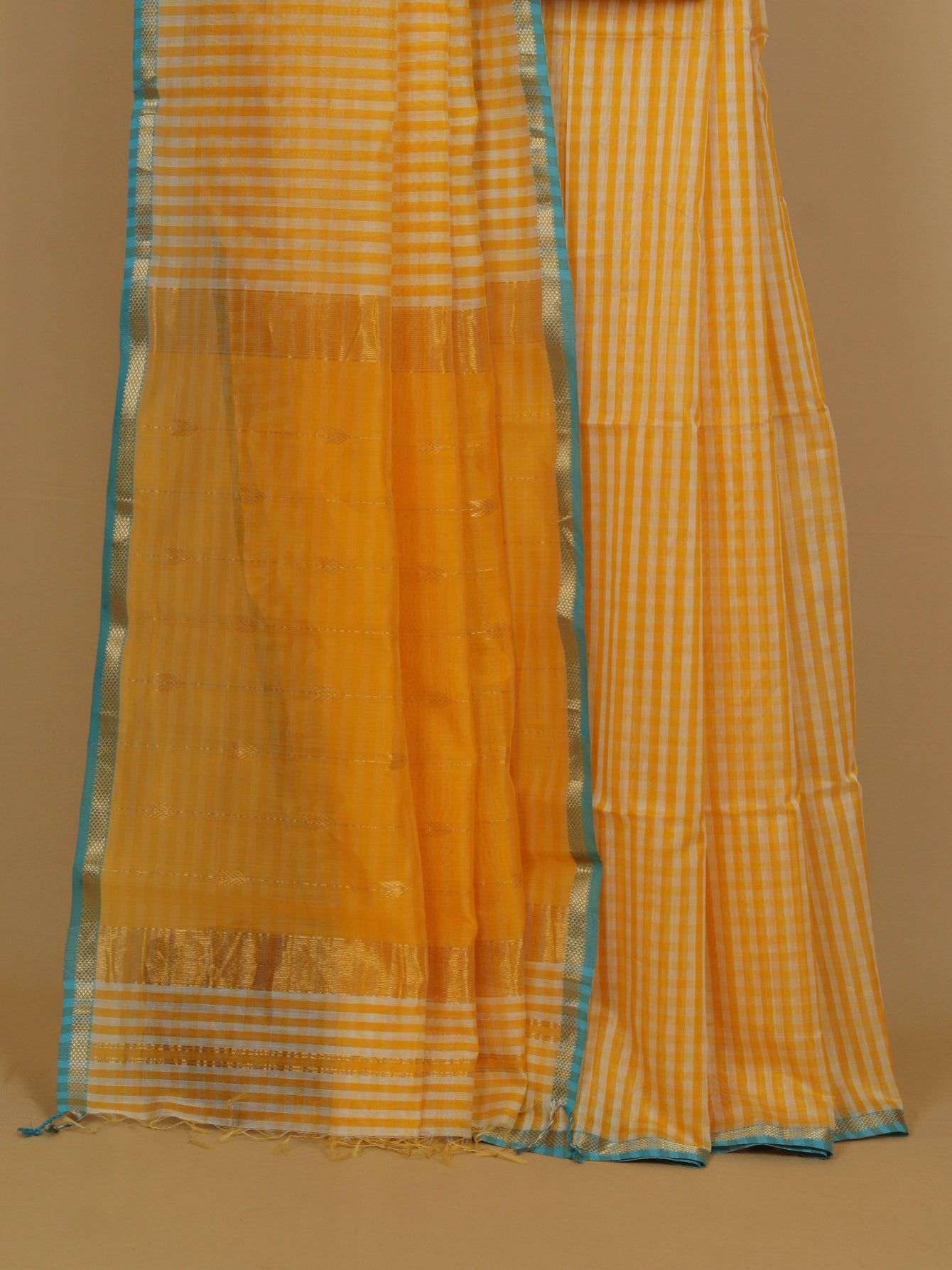 Yellow silk cotton maheshwari saree
