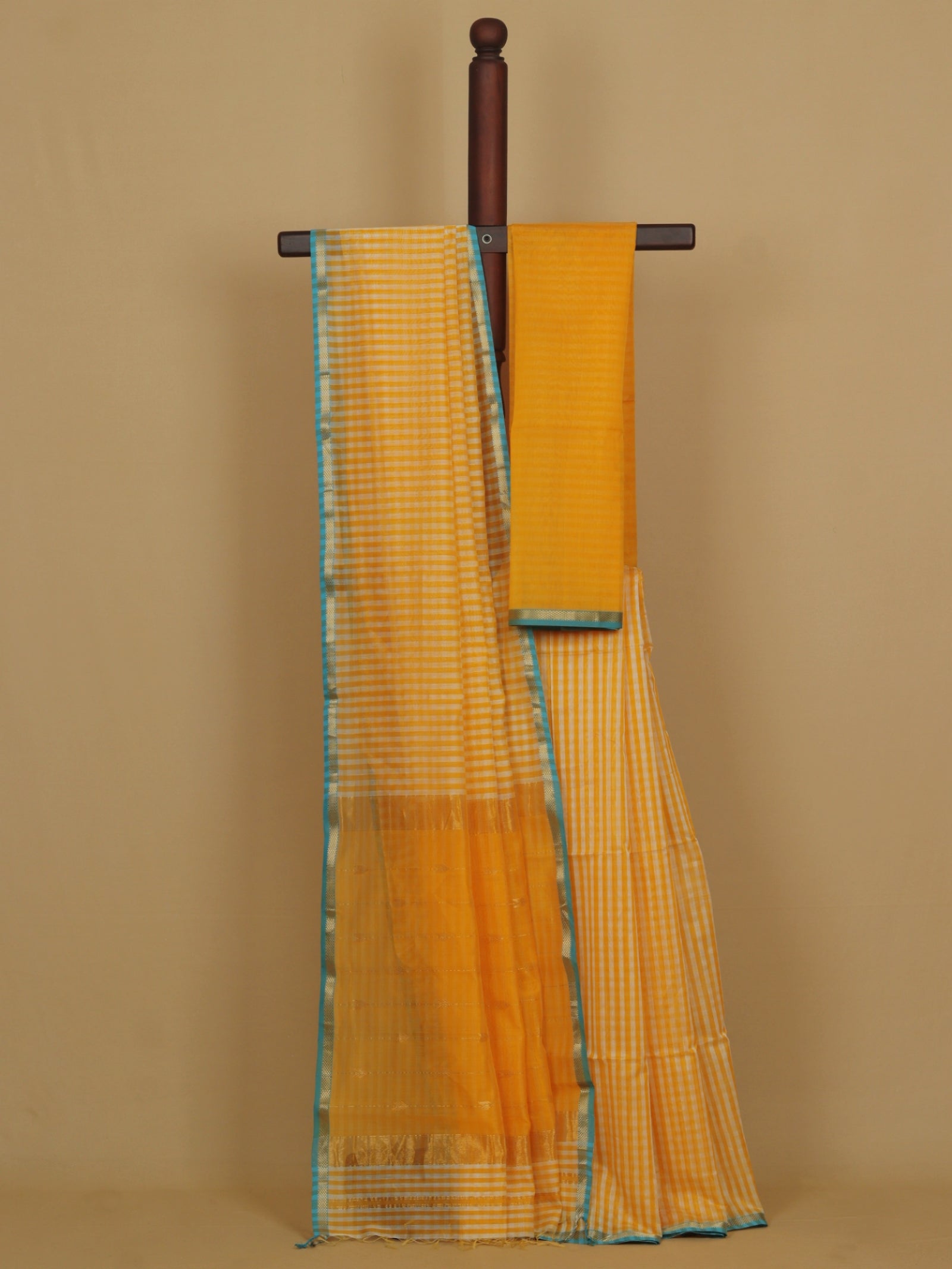 Yellow silk cotton maheshwari saree