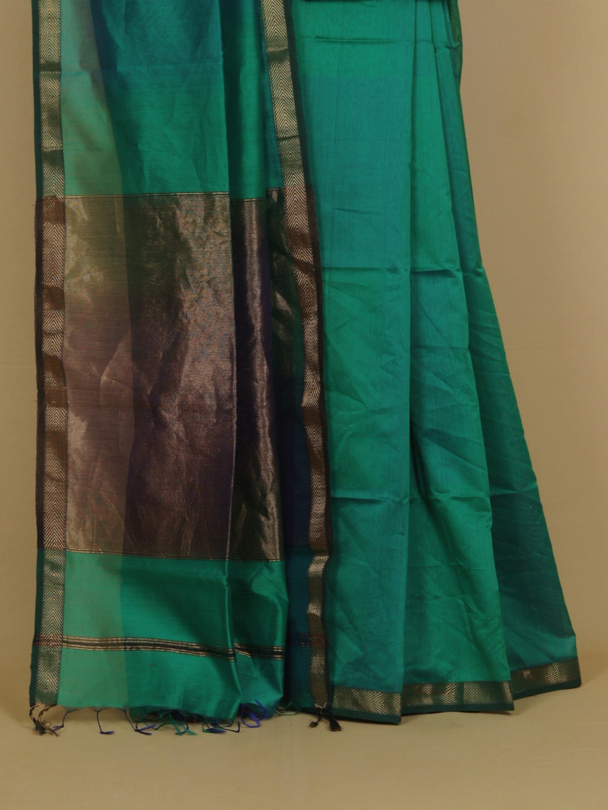 Sapphire blue silk cotton maheshwari saree
