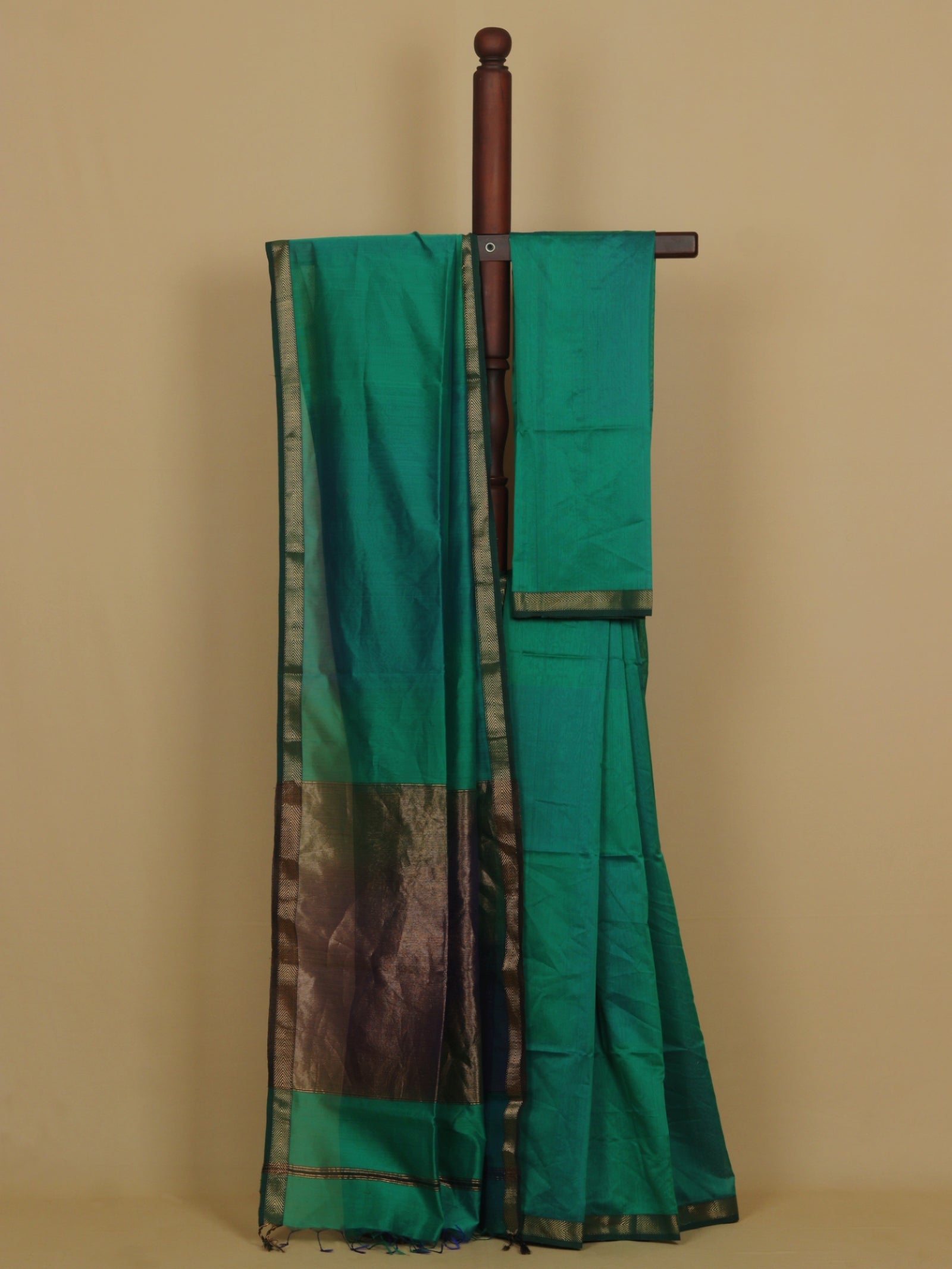 Sapphire blue silk cotton maheshwari saree